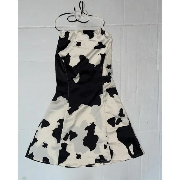 Urban Outfitters Cow print silky Halter Dress SM - Picture 10 of 12